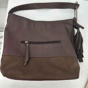 Sondra Roberts Vegan Leather Shoulder Bag Corduroy Hardware Tassel | Bin B